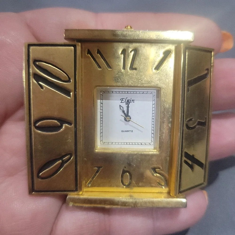 Vintage Miniature Novelty Elgin Art Deco Clock Paperweight Movement